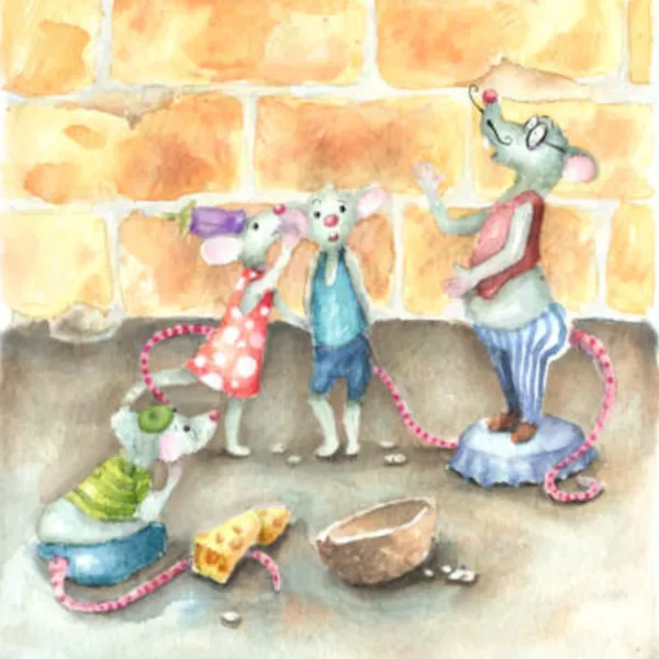 Ilustracja dla dzieci przedstawiająca świat myszek autorka Agnieszka kierat stadnik.